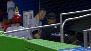 Image result for Trout sustains injury on steal, later exits