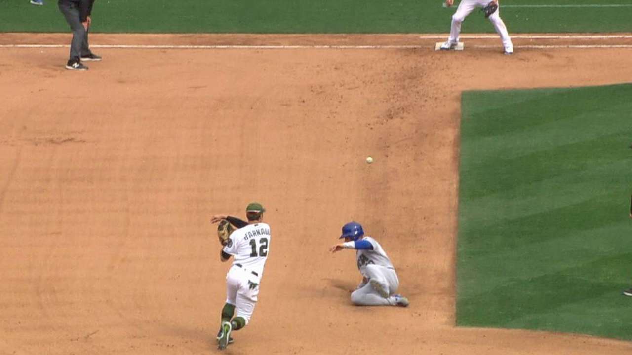 Hand forces a double play