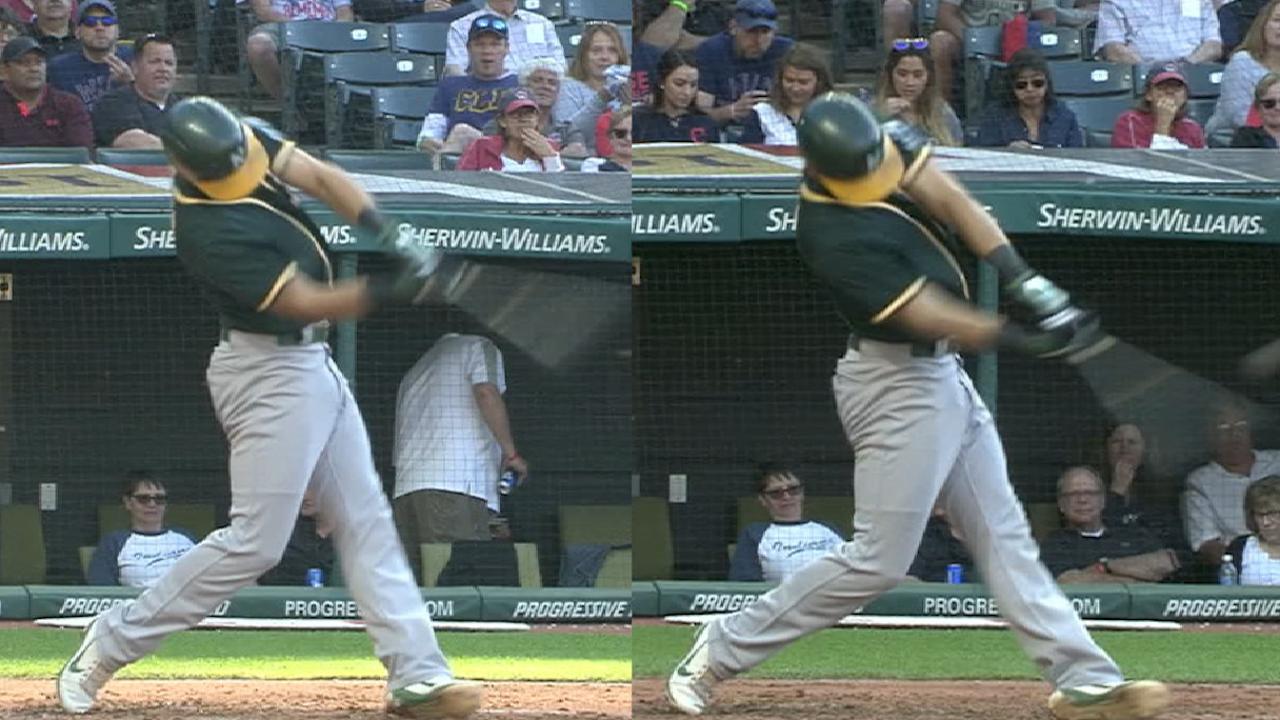 Pinder's two homers vs. Indians