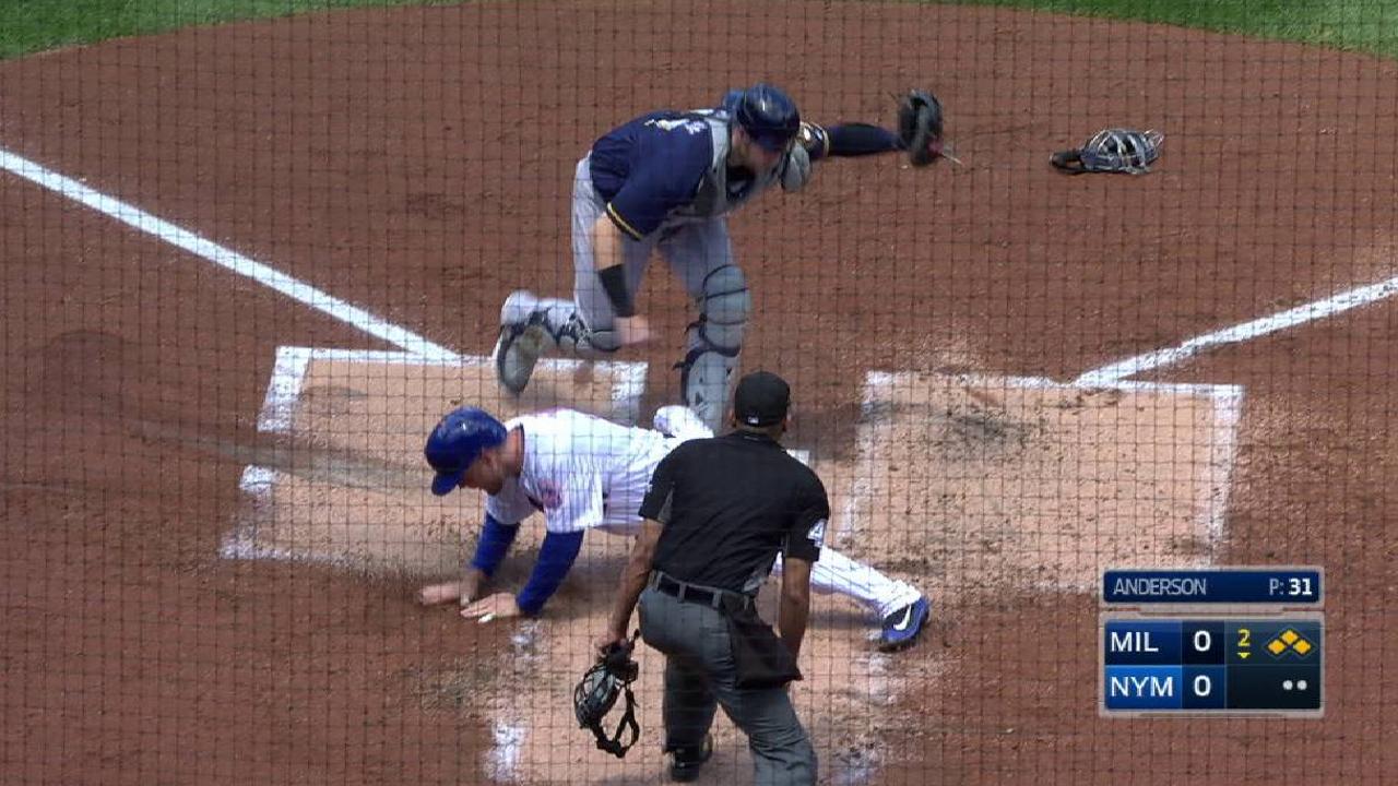 Early Crew lead holds as Anderson baffles Mets