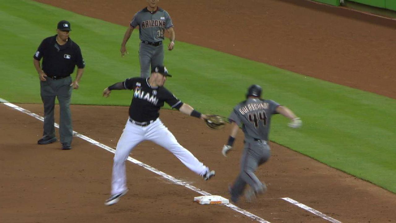 Bour's nice tag at first for out
