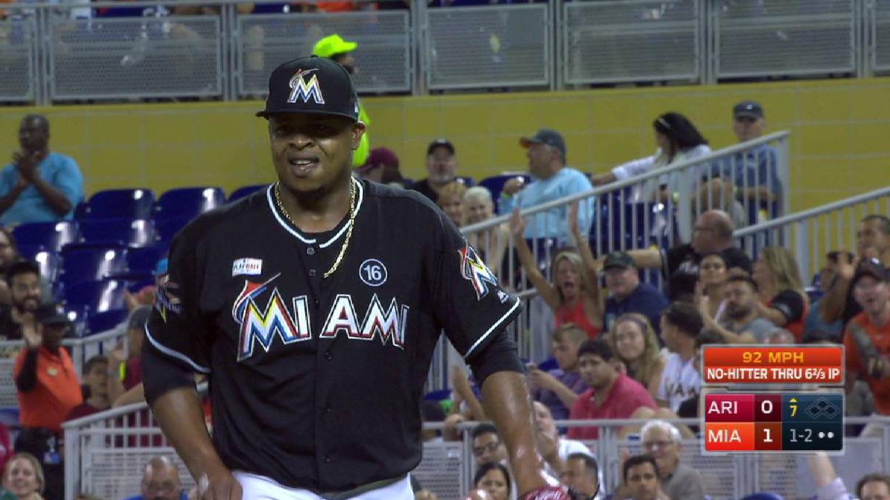 Volquez keeps no-no alive
