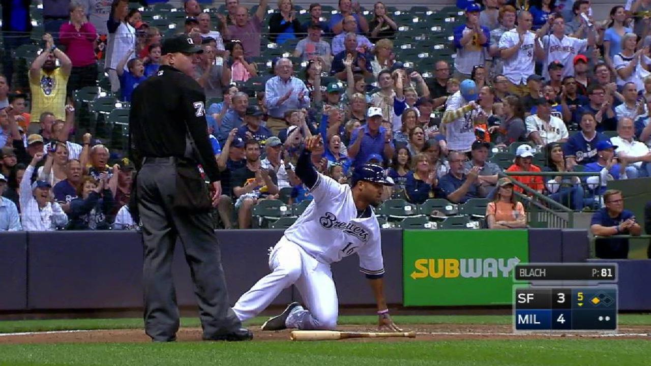 Jesús Aguilar fue clave en el triunfo de Milwaukee sobre San Francisco