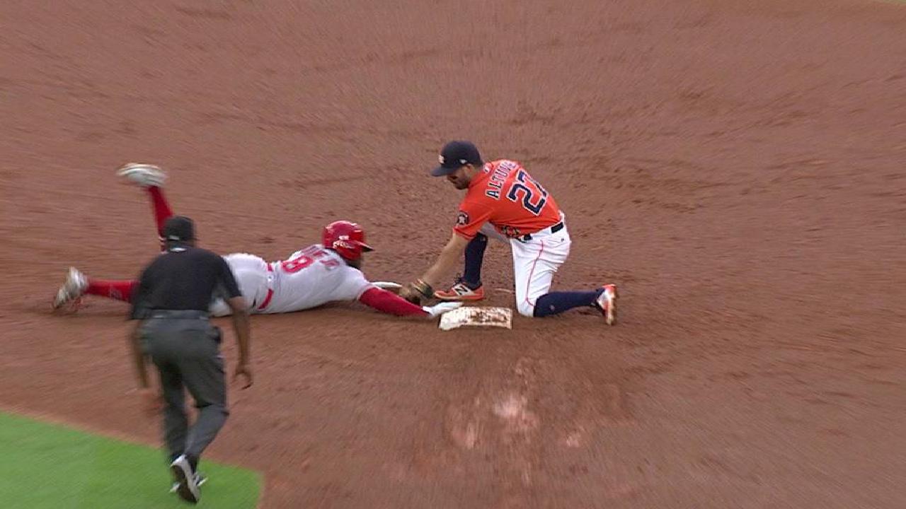 Peacock nabs Young Jr. at second