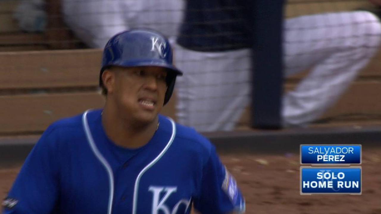 Perez hits homer No. 100 in big 8th inning