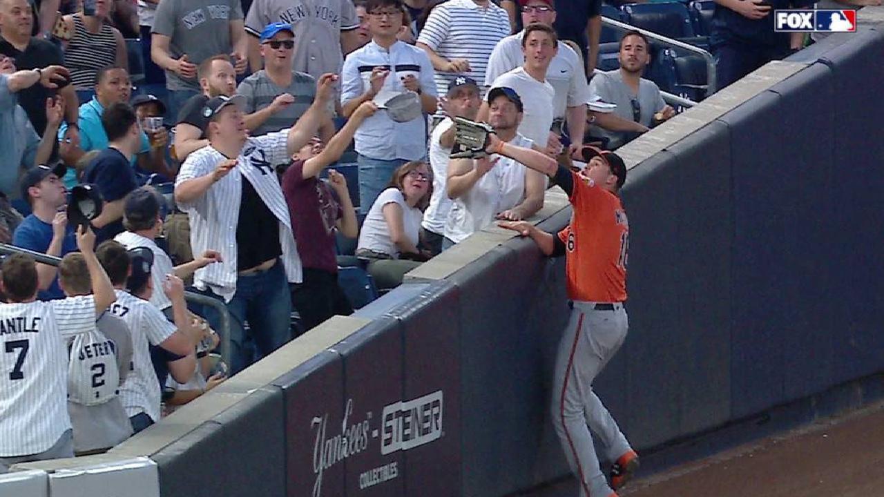 Mancini's catch in foul ground