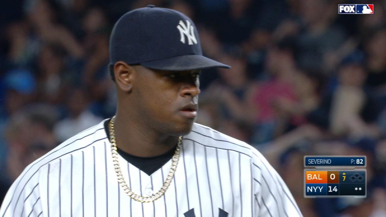 Yanks hit 5 HRs to back brilliant Severino