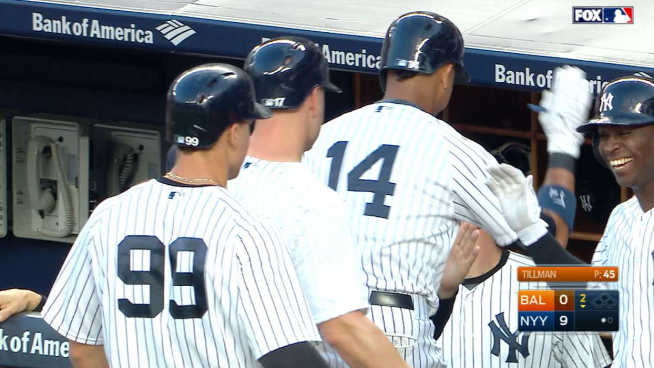 Yanks crush five homers vs. O's