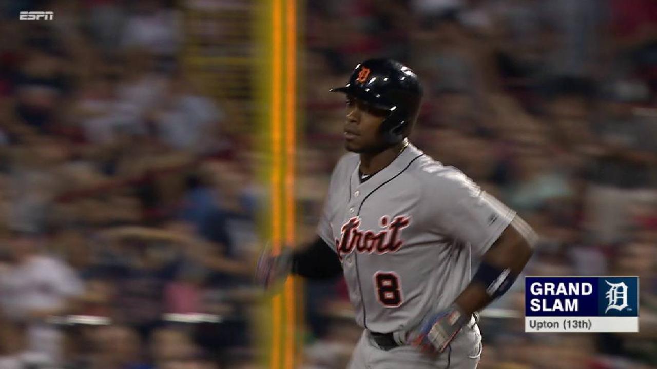 Con grand slam de Upton Tigres evitaron la barrida en Boston