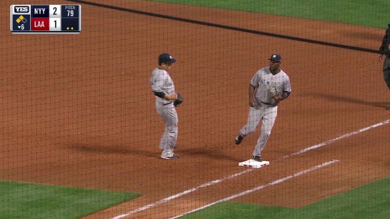 Tanaka escapes a jam in the 6th