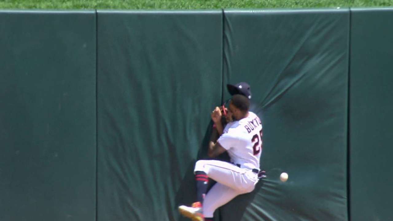 Buxton smashes into wall