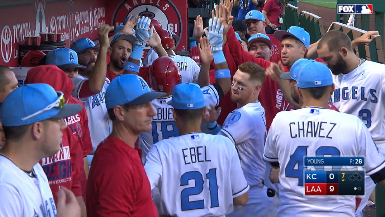 Three homers help Halos halt Royals' streak