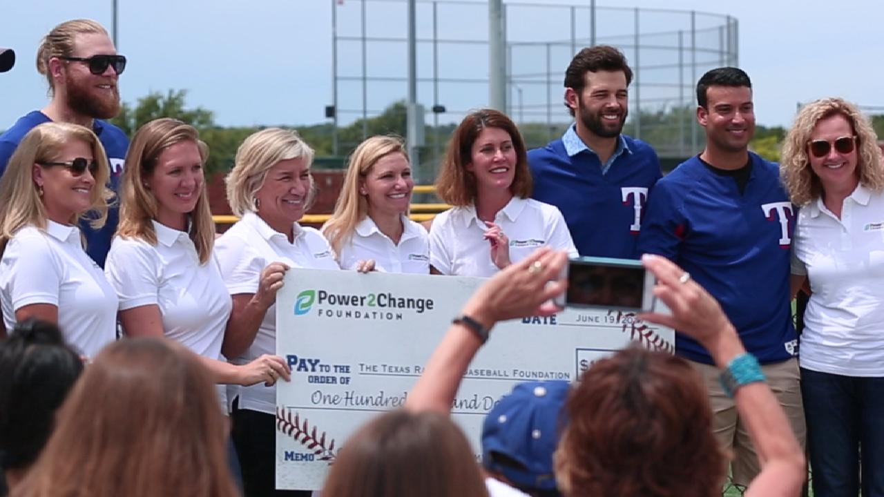 Rangers teach campers at Play Ball event