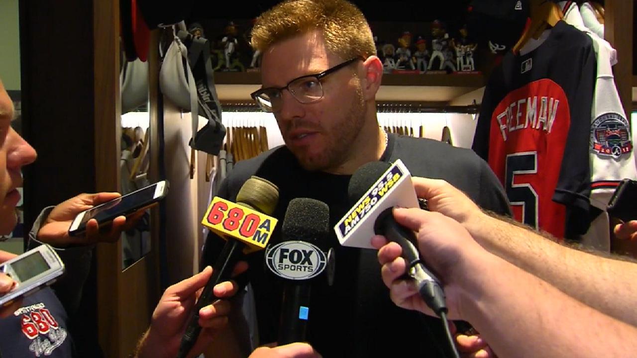 Freeman on playing third base