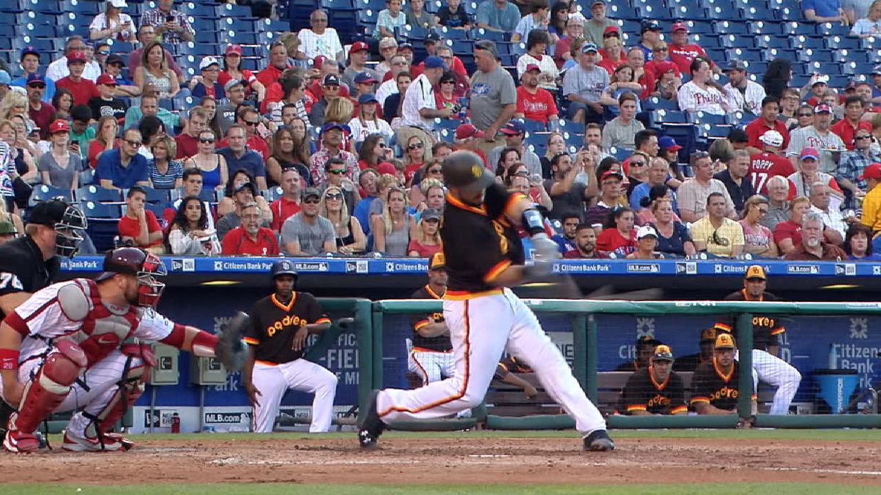 Hedges' two homers, late sac fly lift Padres