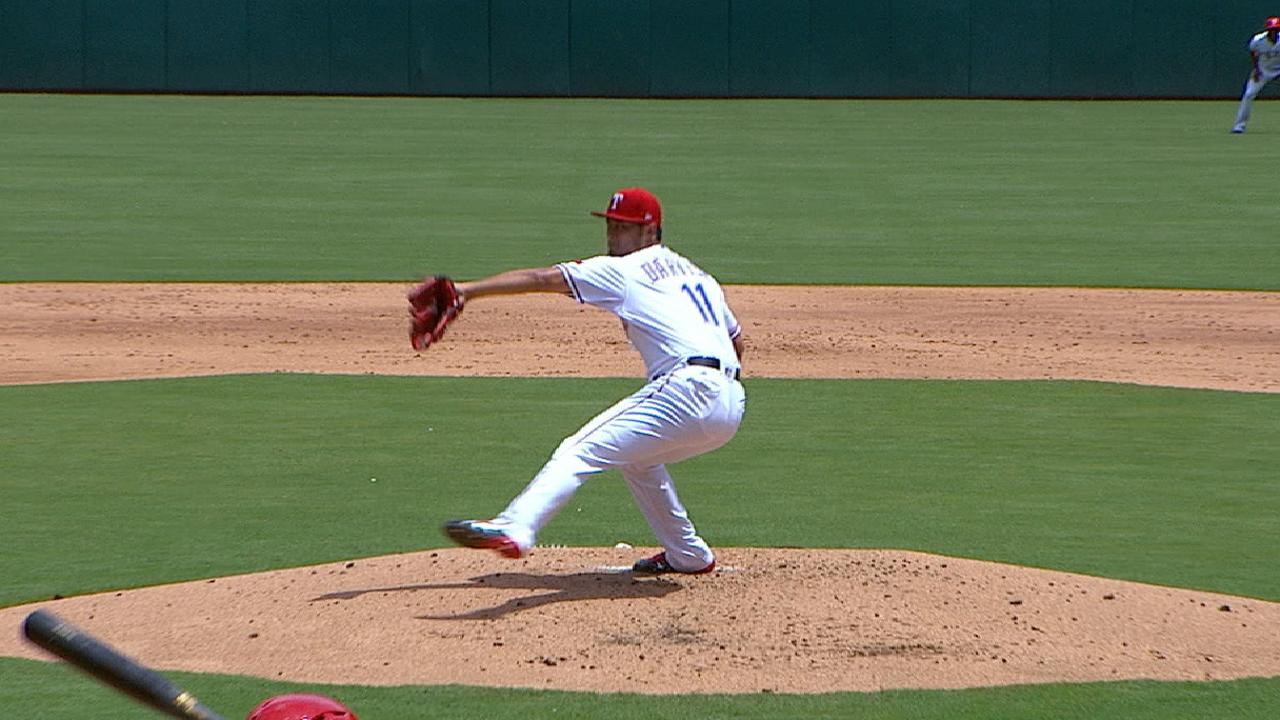 Darvish strikes out six in 7 1/3