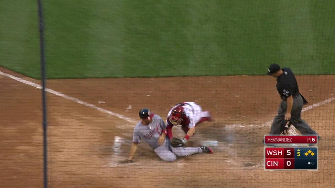 Schebler's strong throw home