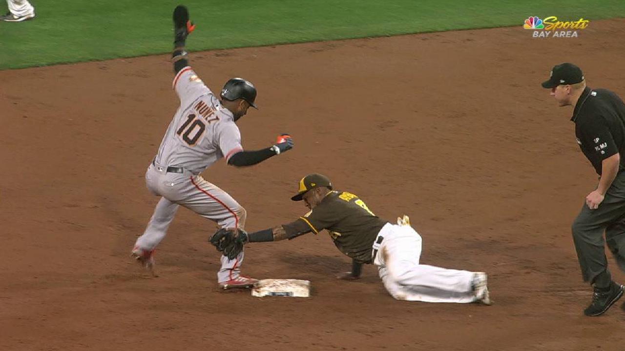 Nunez safe on pickoff attempt