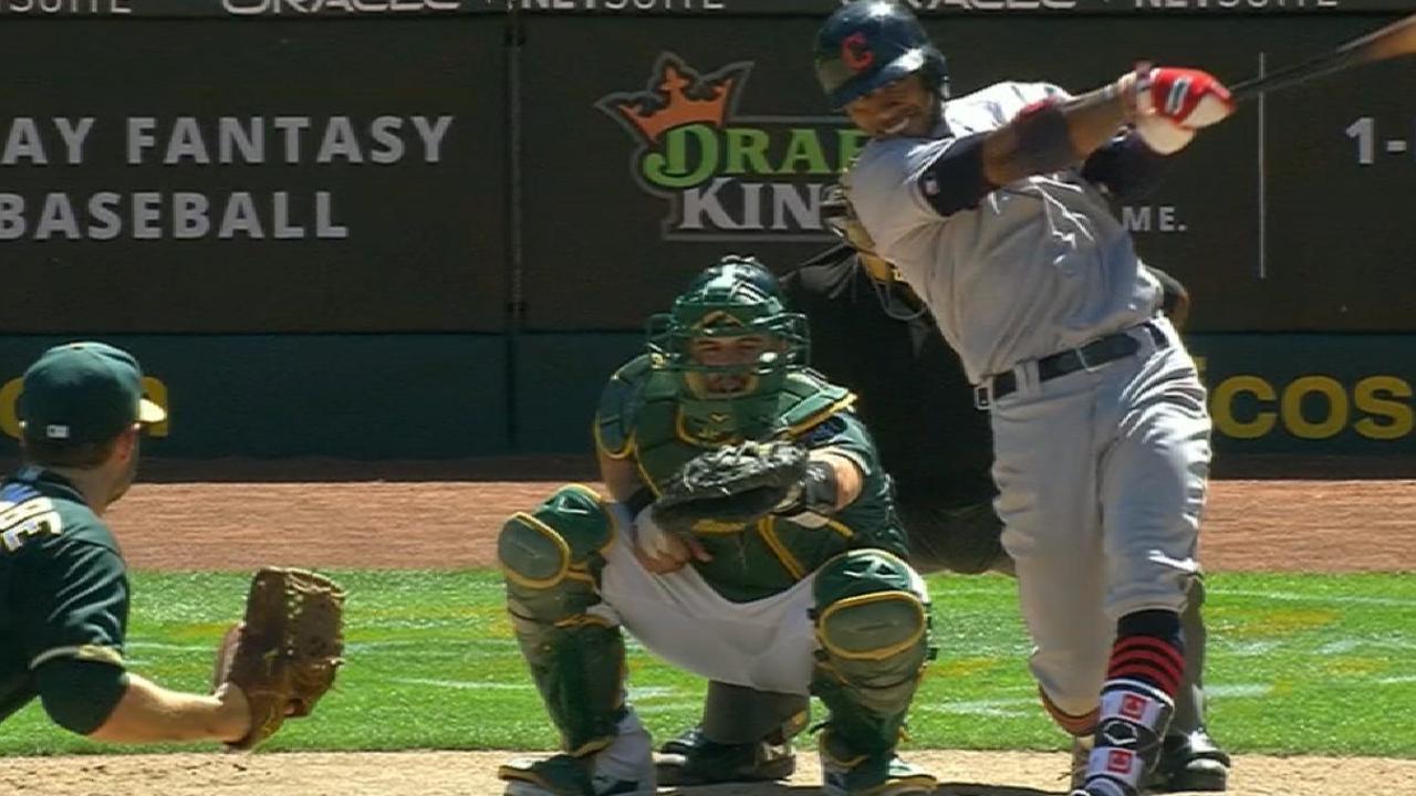 Lindor's 4 hits, Almonte's HR not enough vs. A's