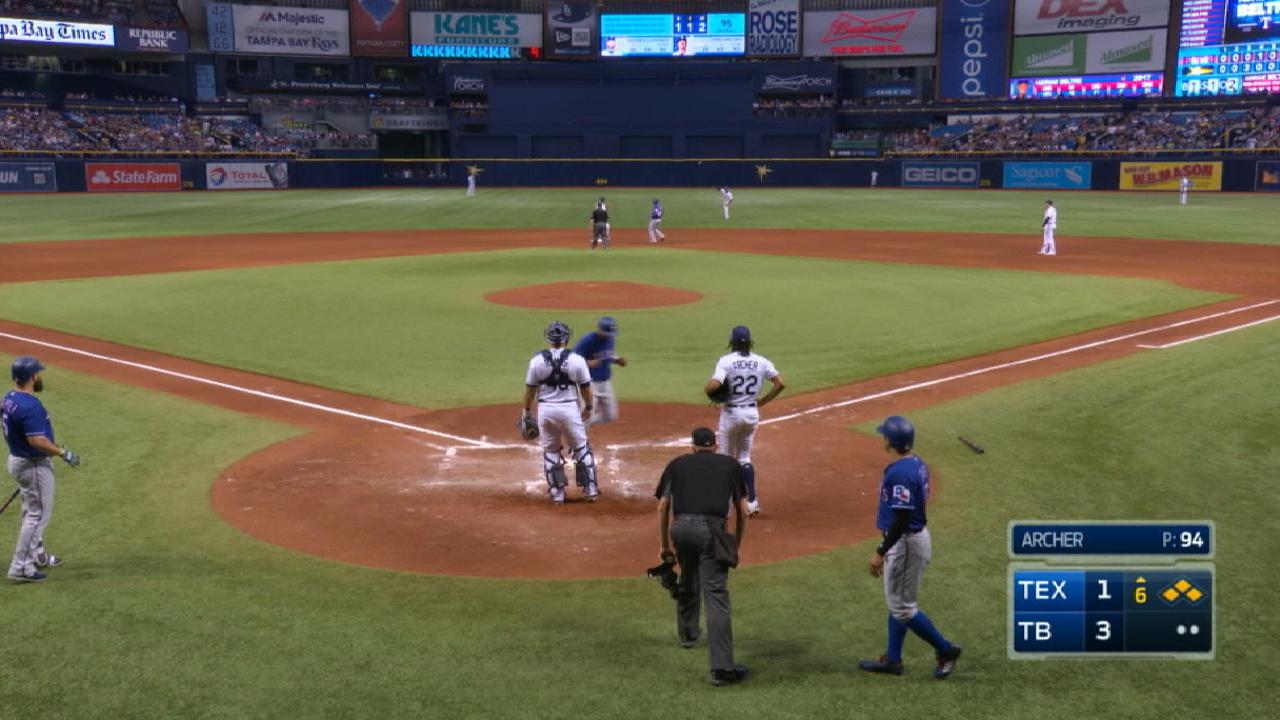 Rangers score three in the 6th