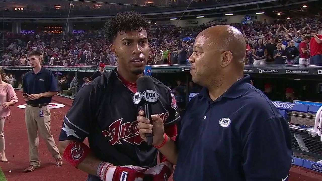 Lindor on his walk-off homer