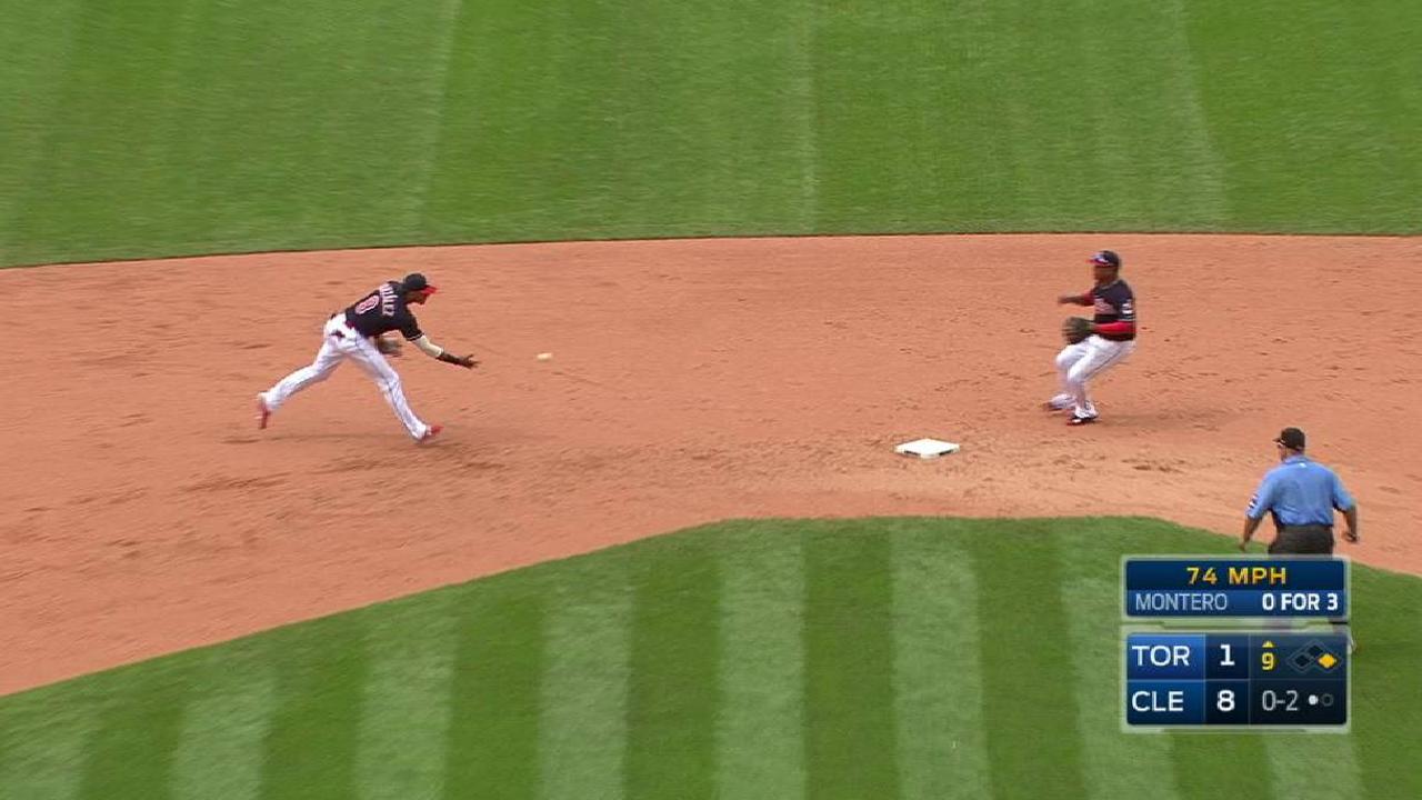 Indians end game on double play