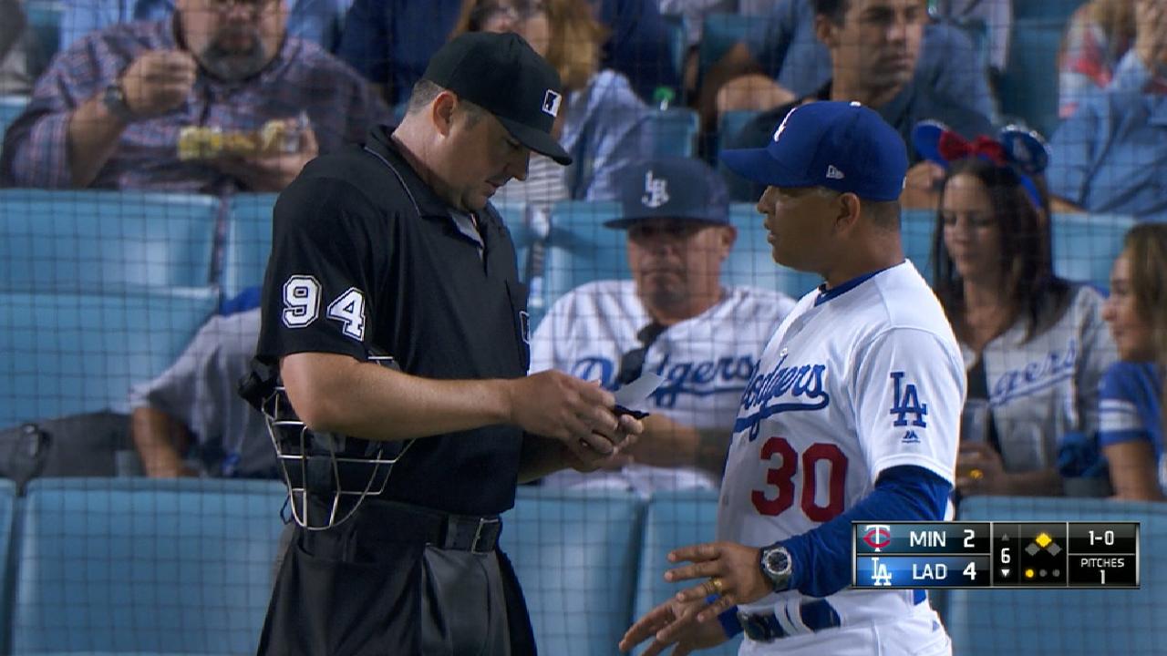 Dodgers argue double switch