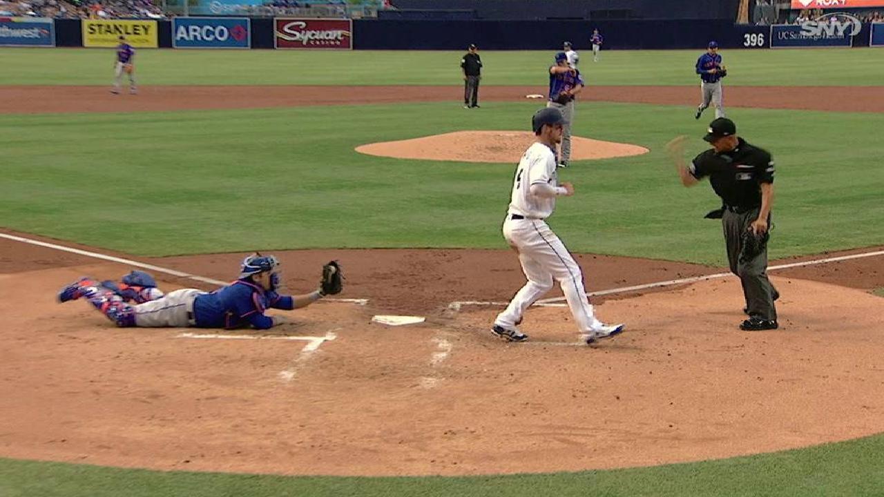 Flores throws Myers out at home