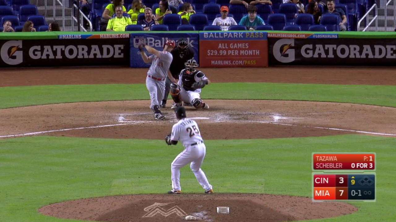 Schebler's upper-deck home run