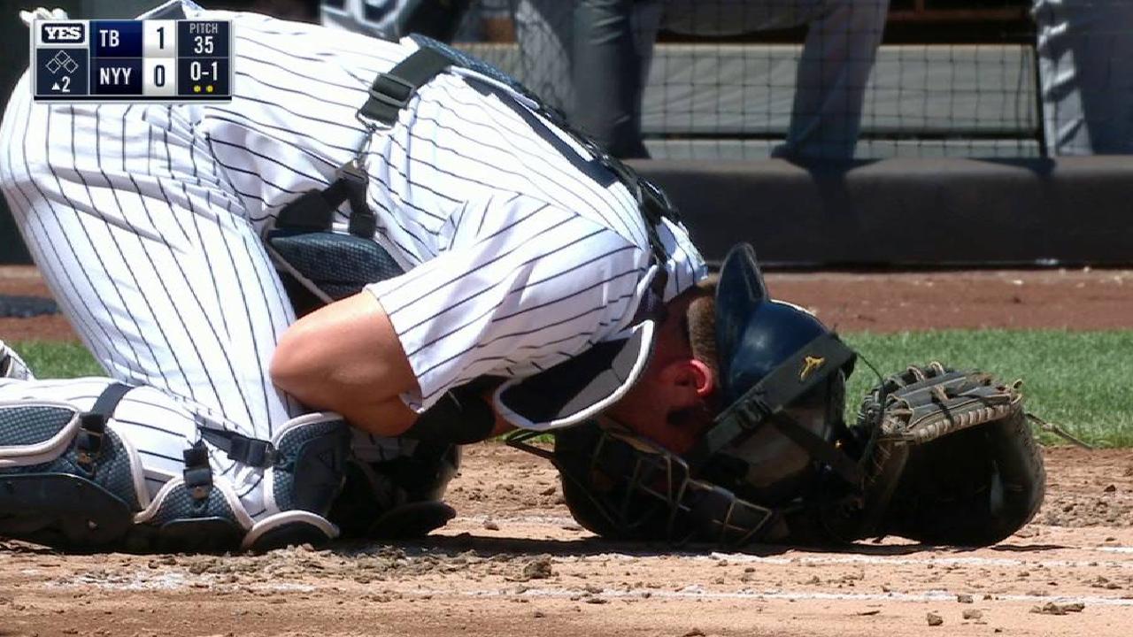 Romine exits after HBP; hit in throat earlier