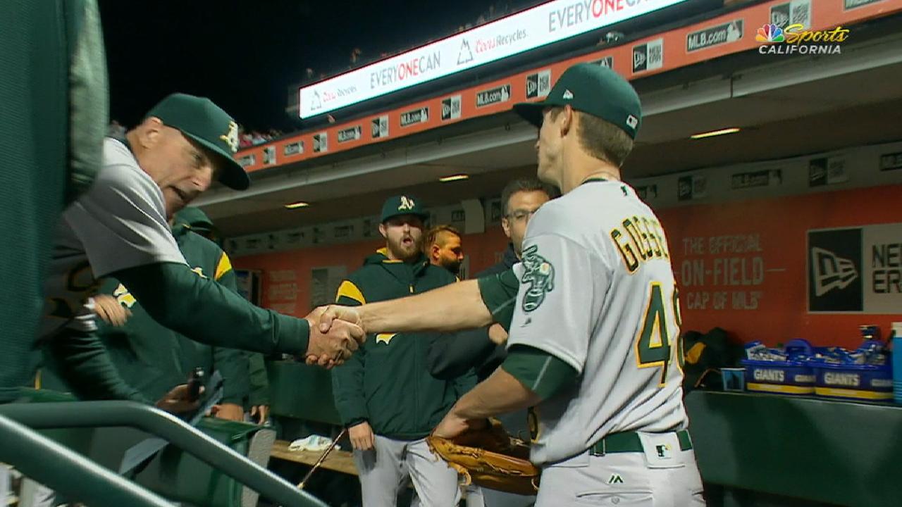 Needing roster spot, A's option Gossett