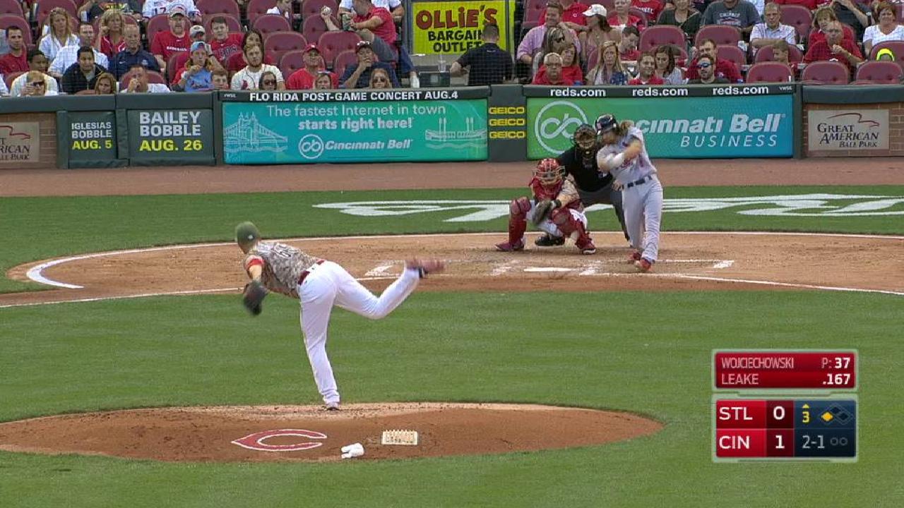 Cards fold behind Leake's strong effort