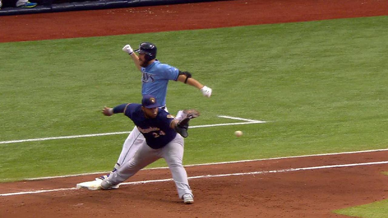 Souza Jr. reaches first safely