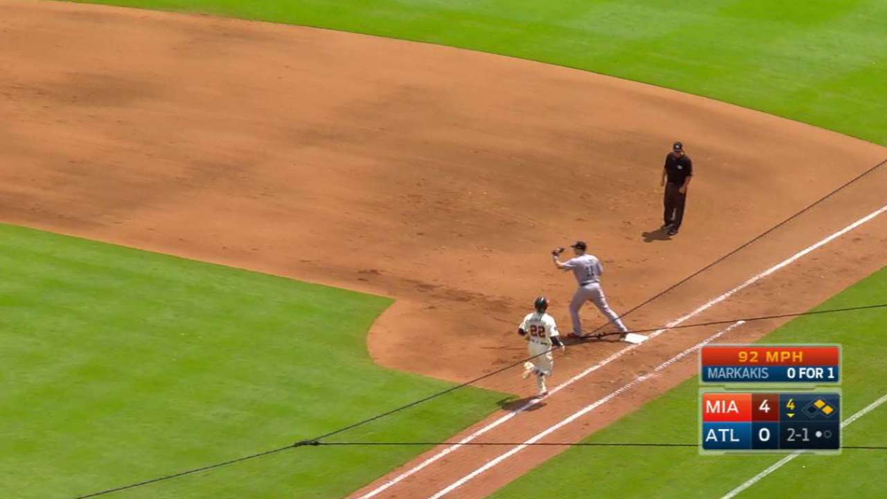 Marlins turn slick double play