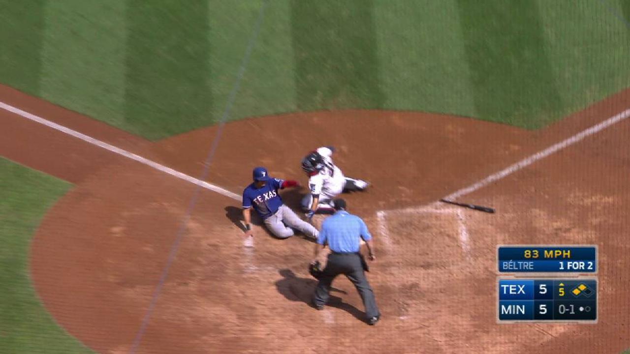 Twins tag Choo out at home
