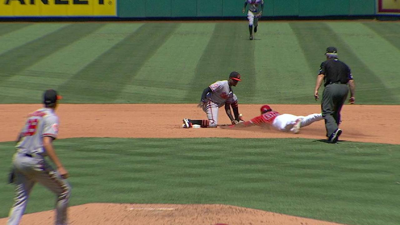 Puello's first MLB stolen base