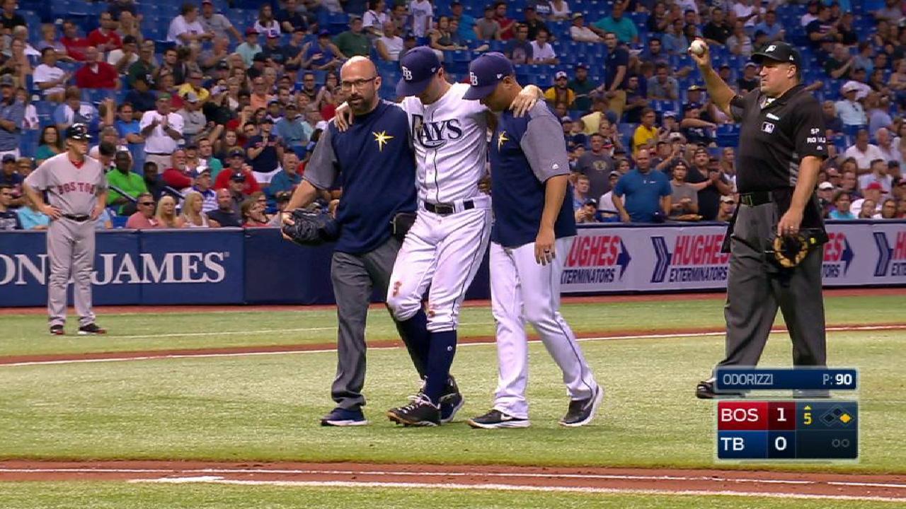 Odorizzi gets hit, leaves game
