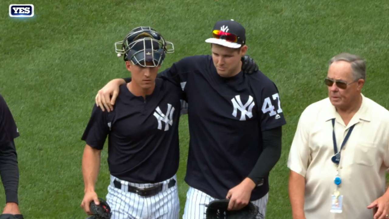 Montgomery hit during BP