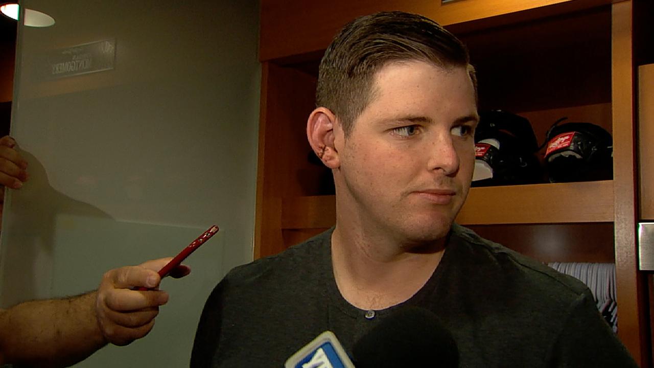 Montgomery hit by ball in BP
