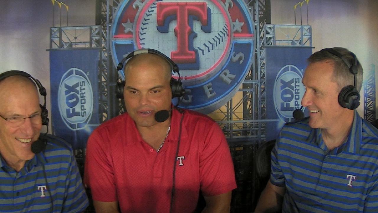 Pudge joins the Rangers booth