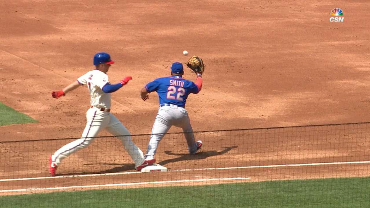 A day of firsts for Hoskins: RBI then base hit