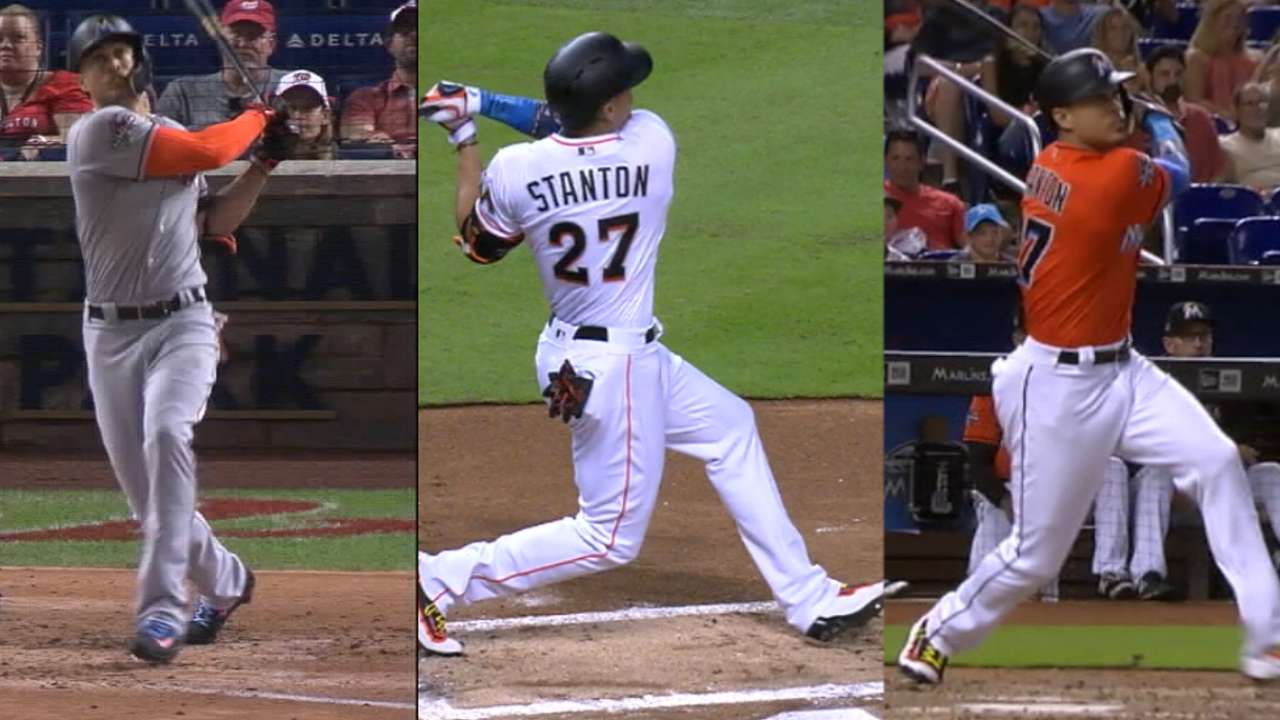 Stanton sets Marlins' mark with 43rd homer
