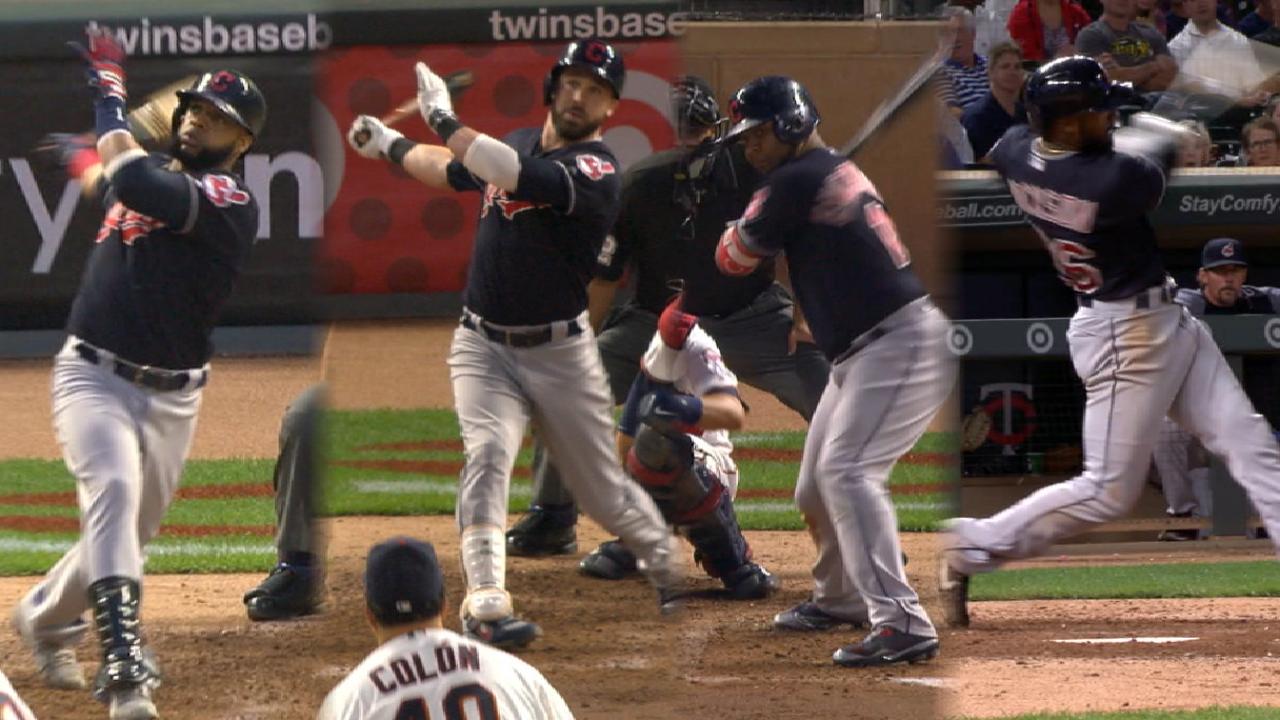 Tribe's 5 jacks, Salazar's 10 K's slow Twins