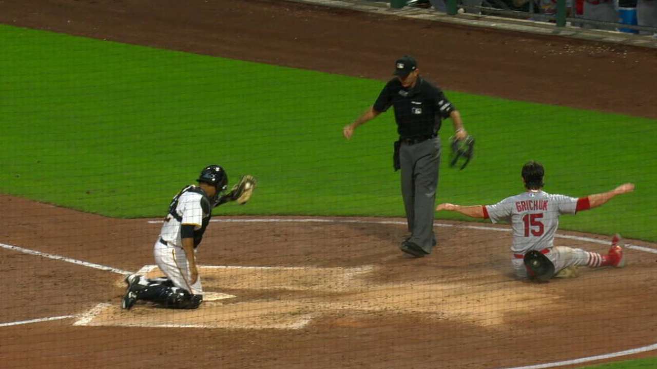 Grichuk scores on a bunt