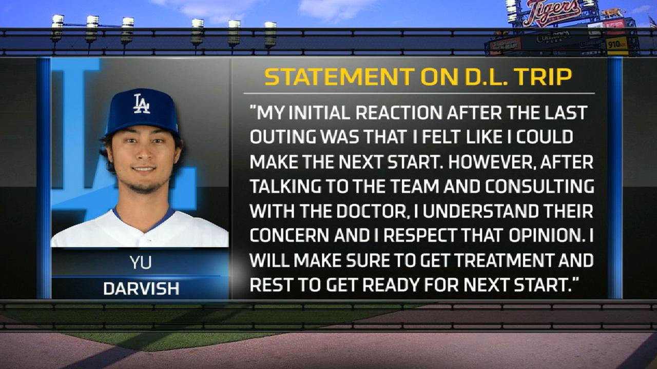 Darvish headed to disabled list with tight back