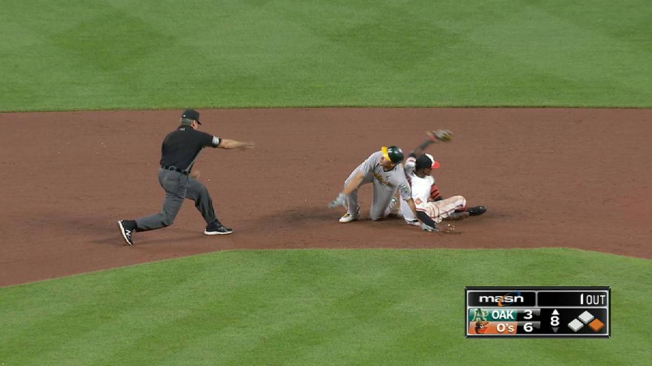 Gentry nabs Olson at second