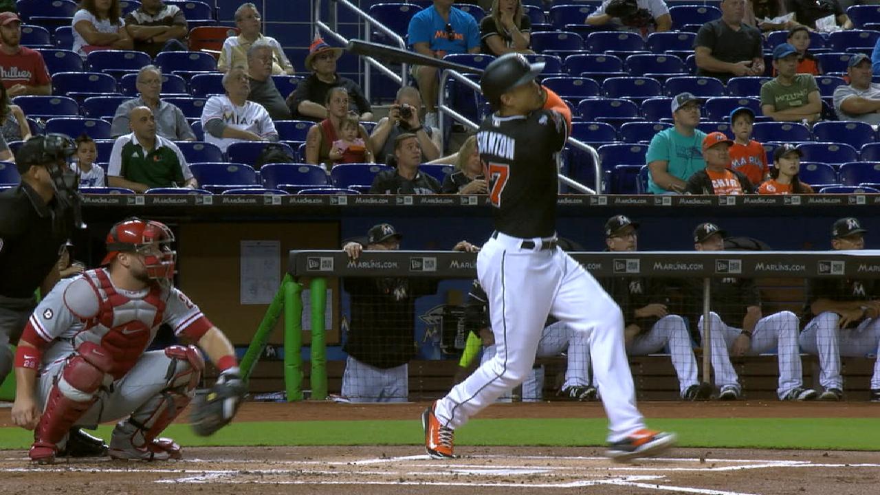 Stanton, Marlins hold off Phillies in slugfest