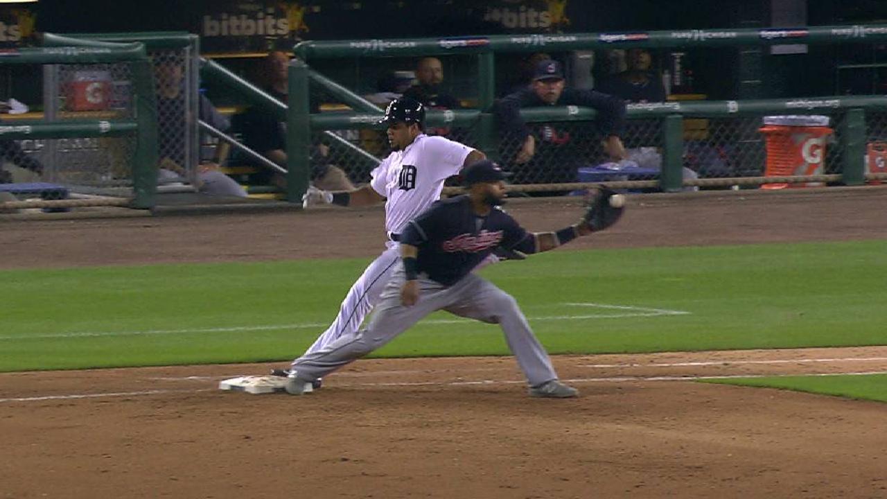 Candelario singles after review