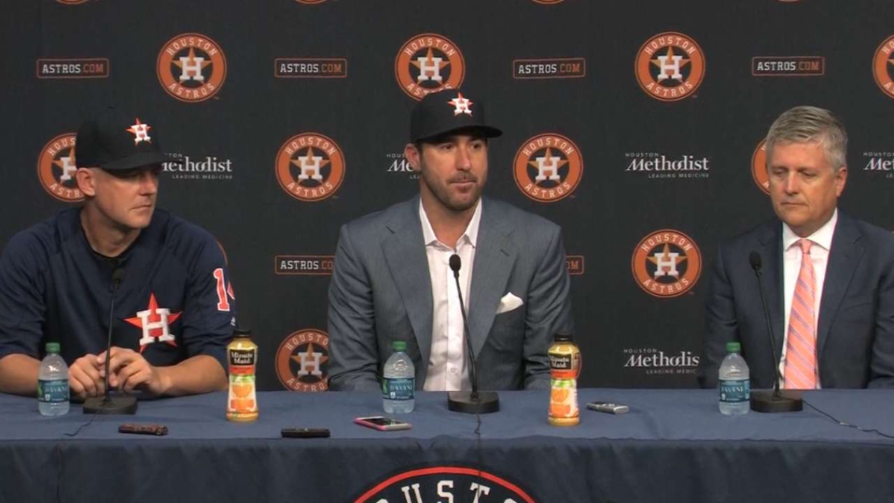 Verlander: 'Really happy' to join AL-best Astros