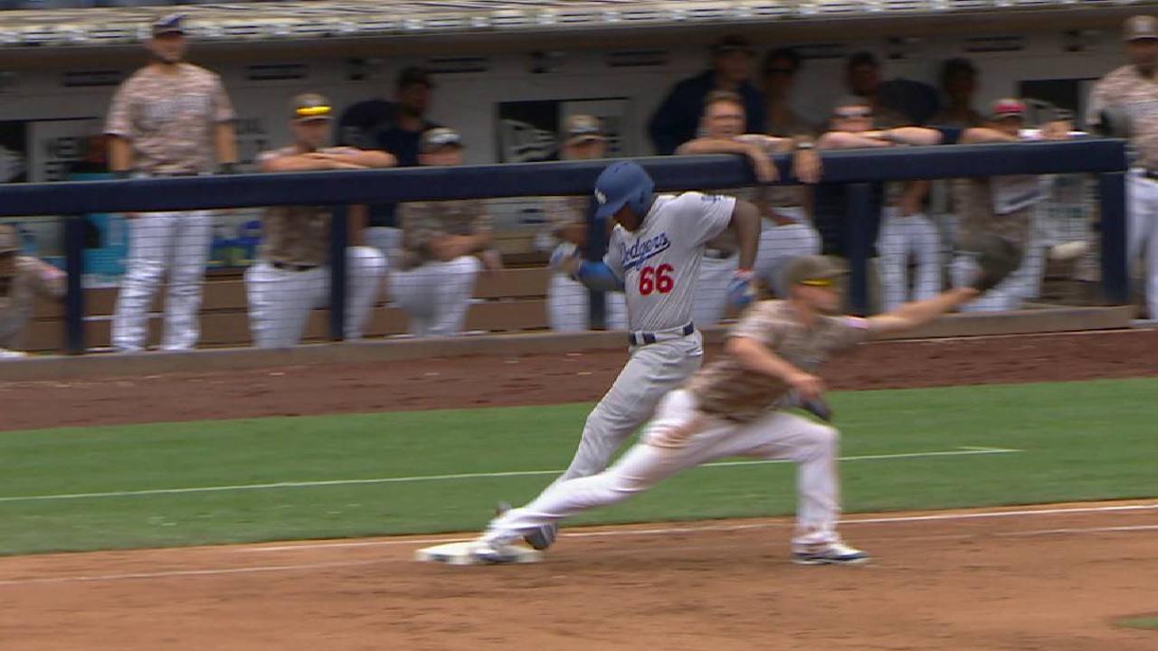 Puig's infield single stands